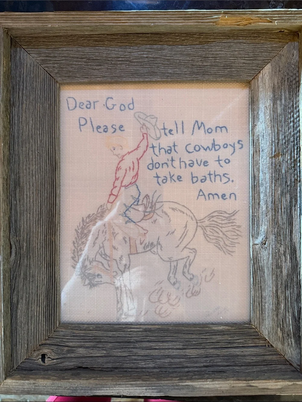 Rustic Framed Cowboy Prayer Decor